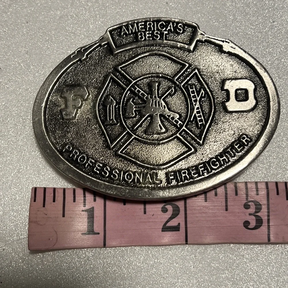 Vintage America's Best Professional Firefighter Belt Buckle Silver Oval EB2234